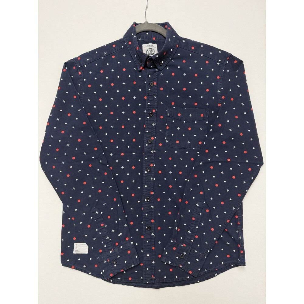 Visvim Cubism Shirt Mens XL Blue Button Down Polka Dot Made in Japan Button Down